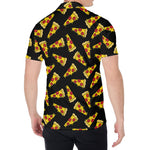 Black Pizza Pattern Print Men's Shirt