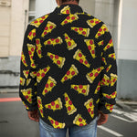 Black Pizza Pattern Print Men's Shirt Jacket