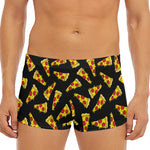 Black Pizza Pattern Print Men's Short Boxer Briefs