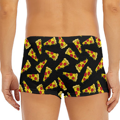 Black Pizza Pattern Print Men's Short Boxer Briefs