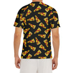 Black Pizza Pattern Print Men's Short Sleeve Rash Guard