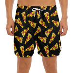 Black Pizza Pattern Print Men's Split Running Shorts