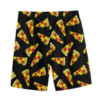 Black Pizza Pattern Print Men's Sports Shorts