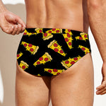 Black Pizza Pattern Print Men's Swim Briefs