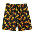 Black Pizza Pattern Print Men's Swim Trunks