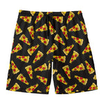 Black Pizza Pattern Print Men's Swim Trunks