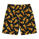 Black Pizza Pattern Print Men's Swim Trunks