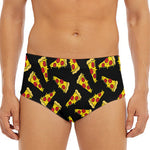 Black Pizza Pattern Print Men's Triangle Swim Briefs
