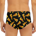Black Pizza Pattern Print Men's Triangle Swim Briefs