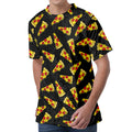 Black Pizza Pattern Print Men's Velvet T-Shirt
