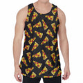 Black Pizza Pattern Print Men's Velvet Tank Top