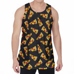 Black Pizza Pattern Print Men's Velvet Tank Top