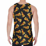 Black Pizza Pattern Print Men's Velvet Tank Top