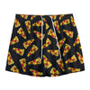 Black Pizza Pattern Print Mesh Shorts