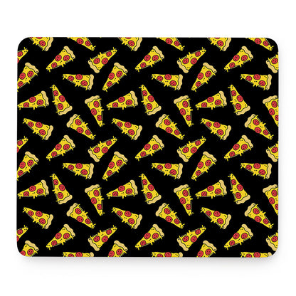 Black Pizza Pattern Print Mouse Pad