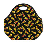 Black Pizza Pattern Print Neoprene Lunch Bag