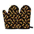 Black Pizza Pattern Print Oven Mitts