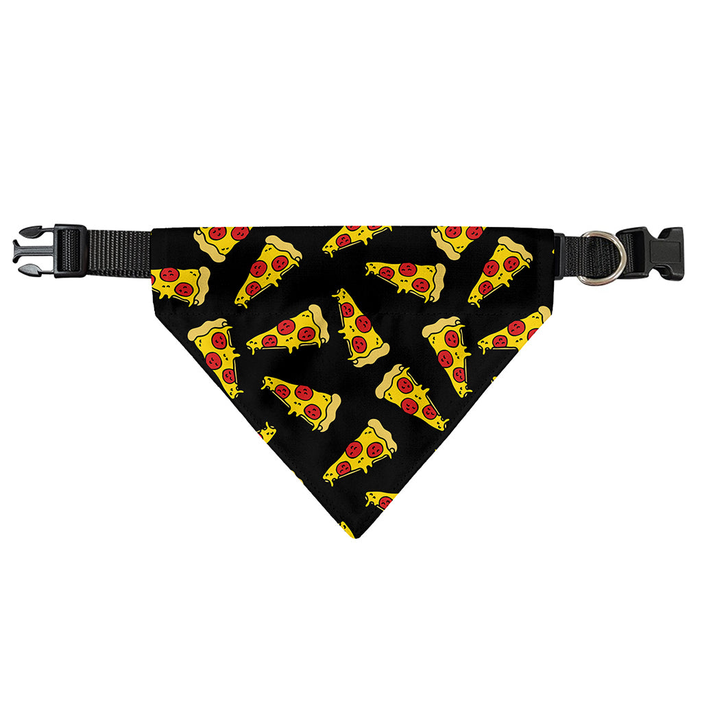 Black Pizza Pattern Print Over The Collar Dog Bandana