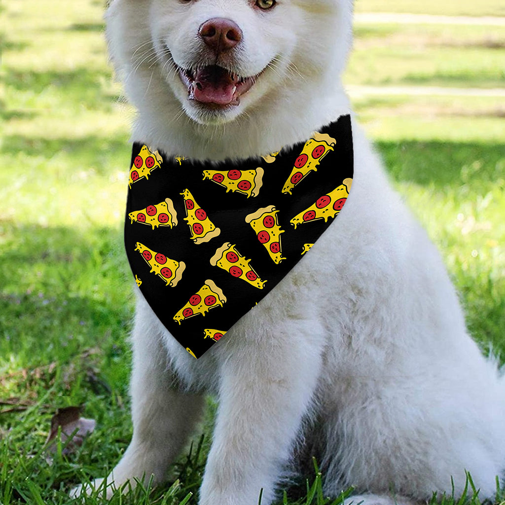 Black Pizza Pattern Print Over The Collar Dog Bandana