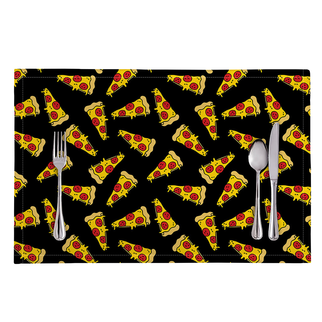 Black Pizza Pattern Print Placemat