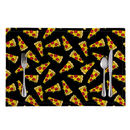 Black Pizza Pattern Print Placemat