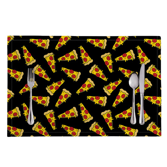 Black Pizza Pattern Print Placemat
