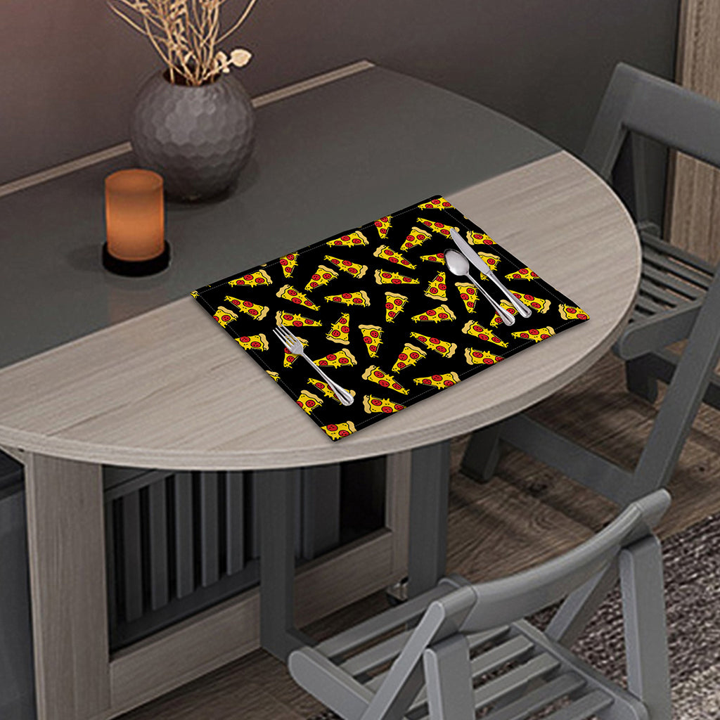 Black Pizza Pattern Print Placemat