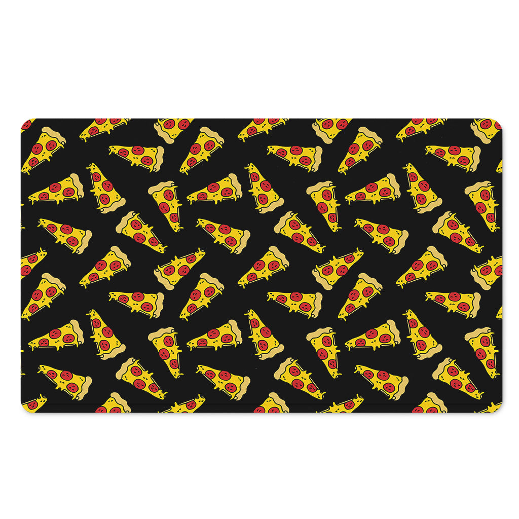 Black Pizza Pattern Print Polyester Doormat
