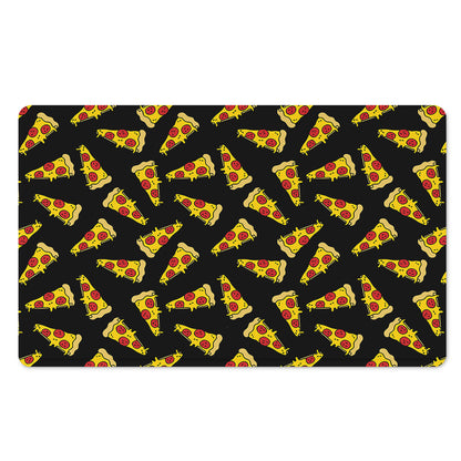 Black Pizza Pattern Print Polyester Doormat