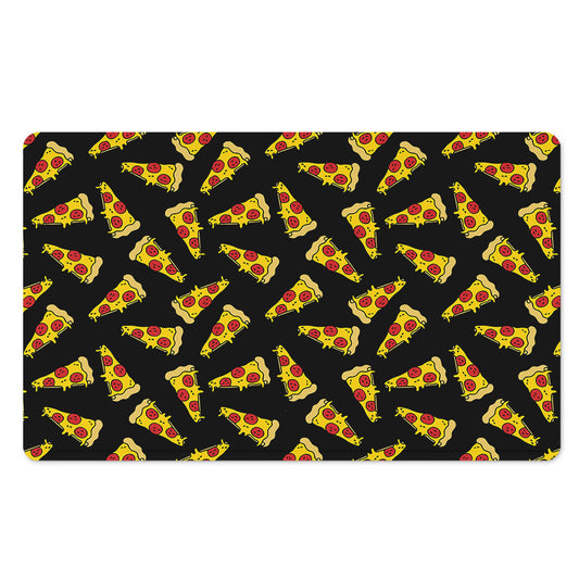 Black Pizza Pattern Print Polyester Doormat