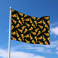 Black Pizza Pattern Print Polyester Flag