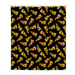 Black Pizza Pattern Print Polyester Shower Curtain