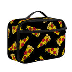 Black Pizza Pattern Print Portable Lunch Bag