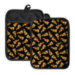Black Pizza Pattern Print Pot Holders With Pocket