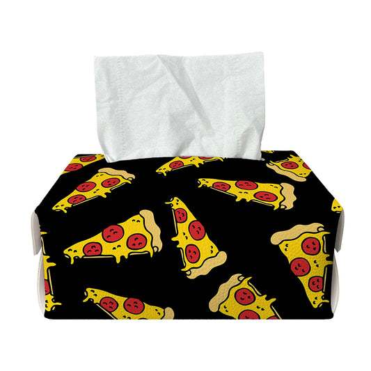 Black Pizza Pattern Print Rectangle Tissue Box Cover