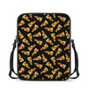 Black Pizza Pattern Print Rectangular Crossbody Bag