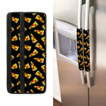 Black Pizza Pattern Print Refrigerator Handle Covers