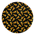 Black Pizza Pattern Print Round Blanket