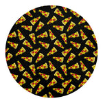 Black Pizza Pattern Print Round Blanket