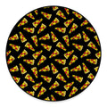Black Pizza Pattern Print Round Floor Mat