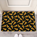 Black Pizza Pattern Print Rubber Doormat