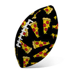 Black Pizza Pattern Print Rugby Ball