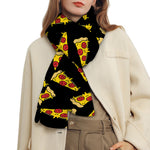 Black Pizza Pattern Print Scarf