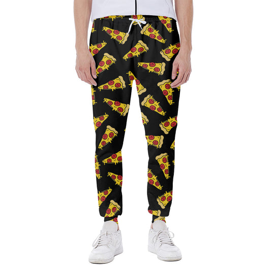 Black Pizza Pattern Print Scuba Joggers