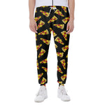 Black Pizza Pattern Print Scuba Joggers