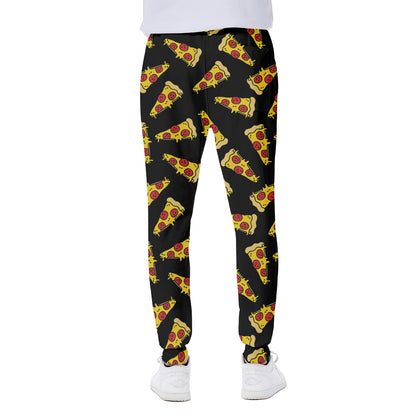 Black Pizza Pattern Print Scuba Joggers
