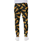 Black Pizza Pattern Print Scuba Joggers