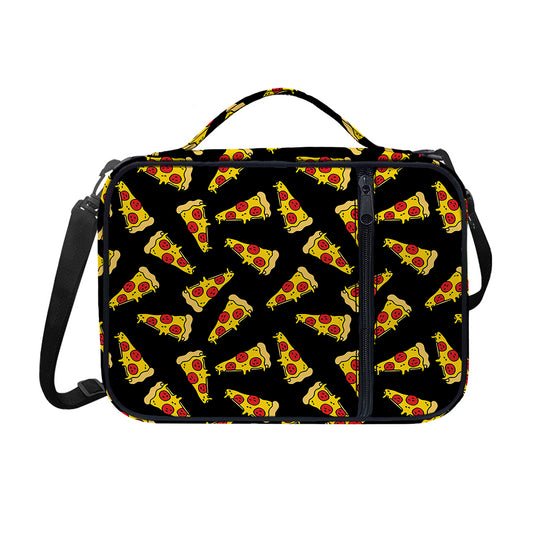 Black Pizza Pattern Print Shoulder Strap Bible Bag
