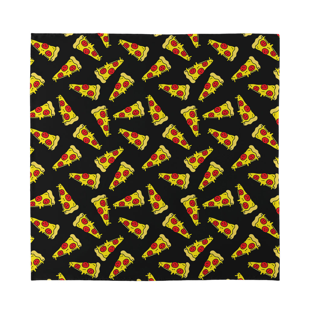 Black Pizza Pattern Print Silk Bandana