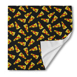 Black Pizza Pattern Print Silk Bandana